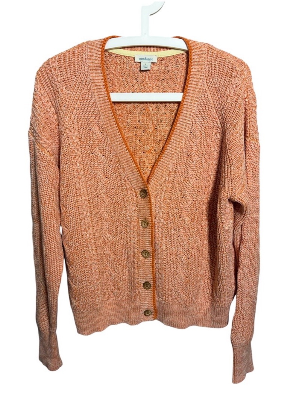 Sundance Shelly Ann Cardigan Cable Knit v-Neck Sweater button up